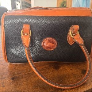 Vintage Dooney & Bourke Black and Tan Leather Satchel